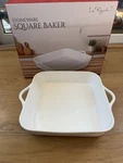 Le Regalo Stoneware Square Baker With Honeycomb Design. Fixed Price $20.00.