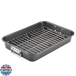 Farberware Bakeware Nonstick Steel Roaster With Flat Rack, 11-INC. Fixed Price $64.99.