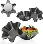 Tortilla Pan Set 6PCS Non-stick Carbon Steel Taco Salad Bowl 6.5", Back. Fixed Price $24.64.