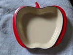 Creuset Enameled Cast Iron Red Apple Shaped Baking Cooking Pan Dish. Fixed Price $169.99.