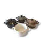 Le Creuset Mini Round Cocotte SET/3 Flint Grey, Fig, Black With Lids Plus Bonus. Fixed Price $79.99.