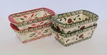 4 Temp-tations By Tara Old World Red-green/poinsettia Mini Loaf Pans Ovenware. Fixed Price $49.95.