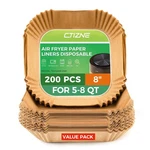 Air Fryer Liners Disposable, 200PCS 8" Square Unbleached Parchment Paper Line.... Fixed Price $26.49.