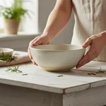 Creative Co-op 9.25 Stoneware Serving Bowl Two-tone Beige Microwave Oven Safe. Fixed Price $29.95.