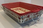Temptations "gingham Garden" Red Serving Baking Dish 4 Quart , Holder & Lid. Fixed Price $34.50.