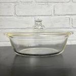 Vintage Pyrex Clear Glass Oval Casserole Dish With Lid 10.5 Usa Bakeware. Fixed Price $27.99.