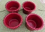 Set Of 4 Red Chantal Ramekins 1 Cup Ruffled Edge Perfect. Fixed Price $24.95.