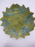 Vtg California Pottery Usa Leaf Platter Blue Green 373-372 Appetizer Party Dish. Fixed Price $24.00.