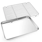 E-far Cookie Sheet With Rack Set, Half Baking Pan For 17.7"X13", Silver. Fixed Price $28.41.