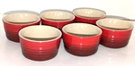 Of 6 Red Ombr Le Creuset French Ramekins Custard Cups Stoneware. Fixed Price $33.00.