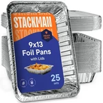 Aluminum Pans 9X13 Disposable Foil With Lids 25-SETS Large Ba.... Fixed Price $44.63.