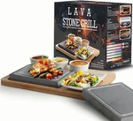 Artestia Hot Grill Set For STEAK,2 Pcs Lava Rock Cooking Stones W/bambo. Fixed Price $65.60.