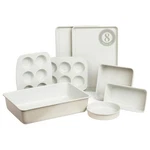 Bakeware Set 8 Piece Non Stick Ceramic Finish French Gray Baking Pans Larder. Fixed Price $209.99.