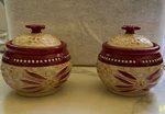 Red Temptations Old World 12 Oz Basket Weave Ramekins Pottery Bakeware. Fixed Price $20.00.