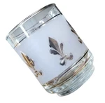 Vintage Libbey Fleur De Lis Silver Frosted Mini Bar Glass. Fixed Price $26.00.