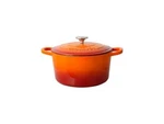 Crock Pot Artisan 5-QUART Round Enameled Cast Iron Dutch Oven In Sunset Orange. Fixed Price $68.49.