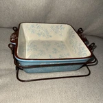 Temp-tations Floral Lace 8X8 Casserole Set Ceramic Ovenware Light Blue Bakeware. Fixed Price $32.66.