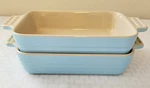 Le Creuset Of 2 Sky Blue 18 Cm Rectangular Stoneware Baking Dish 7X5. Fixed Price $79.88.