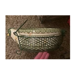 Temptations Old World 2.5 Qt Green Bird Ceramic Ovenware With Metal Basket. Fixed Price $45.00.