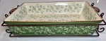 Temptations By Tara Floral Lace Green Baker With Carrier Rack 4QT. Rectangular. Fixed Price $45.00.