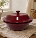 The Pampered Chef Cranberry Stoneware Round Covered Casserole Dish 6-C 1.5L Usa. Fixed Price $26.95.