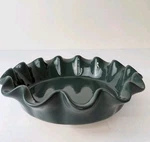 Emile Henry French Ceramic Artisan Ruffled Pie Dish 10.4" Teal Green. High Resis. Fixed Price $39.90.