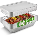 Large Aluminum Pans With Lids Disposable Full Heavy Duty Roasting Broiling. Fixed Price $78.43.
