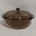 Vintage Pyrex 024 2L Amber Brown Glass Bowl Casserole Dish With 624C D-1 Lid. Fixed Price $19.99.
