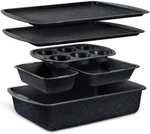 Bakken Swiss 6-PIECE Bakeware Set, Non-stick, Carbon Steel, Gray Stone Coating. Fixed Price $47.99.