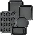 Kitchen 5-PIECE Nonstick Bakeware Set Round/square Cake Pans, Muffin Pan, Loaf. Fixed Price $32.19.