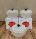 Le Creuset Stoneware 12 Ounce Pumpkin Petite Cocotte Of 3, Meringue. Fixed Price $109.95.