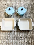 Le Creuset Stoneware Mini Round Cocotte+baking Dish Of 4. Fixed Price $63.05.