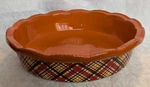 Temptations Presentable Ovenware Orange Plaid Harvest Round Pie Baking Dish 9". Fixed Price $15.98.