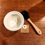 Mud Pie Back/white Check Enjoy Rramekin 2" X 3" + Spoon 4". Fixed Price $7.95.