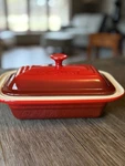 Creuset Cerise Rectangle Baker Covered Bread Pan Casserole #0905 Ombre. Fixed Price $59.99.