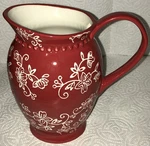 Temptations By Tara Floral Lace Red Creamer Pitcher Kitchen Collectible. Fixed Price $26.50.