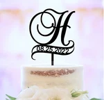 Elegant Minimalist Personalize Initial Wedding Cake Topper With Date TLA44. Fixed Price $18.98.
