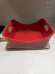 Rachael Ray Red Ombre Square Stoneware 9 X Lasagna Baking Roasting 2 Handle. Fixed Price $26.50.