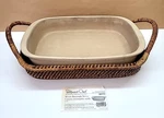 Pampered Chef Family Heritage 9"X13" Casserole Stone Baker W/woven Server Tray. Fixed Price $65.00.