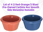 Used Restaurant Carlisle Dipping Ramekins (2 Orange Blue) Smooth 4OZ NS285 WH1. Fixed Price $6.99.