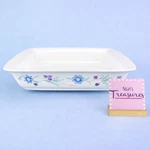Oneida Ava White Blue Purple Flowers Green Band Stoneware Square 10" Baker Dish. Fixed Price $25.49.