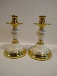 Vintage Cooper Craft 7.5 Inch Tall Copper/brass/ceramic Candle Sticks. Fixed Price $59.95.