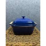 Creuset Cobalt Blue Stoneware Square Casserole Dish With Lid 10.44 Heritage. Fixed Price $45.00.
