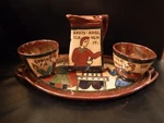 Rene Emile Brenner Bayeux Pottery-tray; 2 Cups And Pitcher. Fixed Price $155.00.