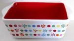 Christmas Mini Candy & Dots Ceramic Loaf Pan By Celebrate It 5.9" X 3.5" 2.1". Fixed Price $11.69.
