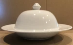Cac China RCN-150 Clinton Rolled Edge 12 White Porcelain Pasta Bowl With Lid. Fixed Price $20.00.