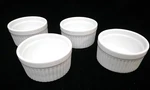 Set Of 4 Hic Harold Import Co. Porcelain Souffle Ribbed 6OZ Oven-to-table White. Fixed Price $14.88.