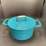 Martha Stewart 2 Quart Enameled Cast Iron Dutch Oven With Lid Blue. Fixed Price $34.95.