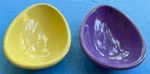 Set Of Two Chantal Egg-shaped Serving Bowls Spring Easter Purple And Yellow. Fixed Price $9.95.
