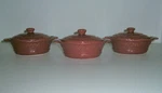 Set Of 3 Individual 9 Oz Covered Casserole Temp Tations Vintage Grace Burgundy. Fixed Price $16.99.